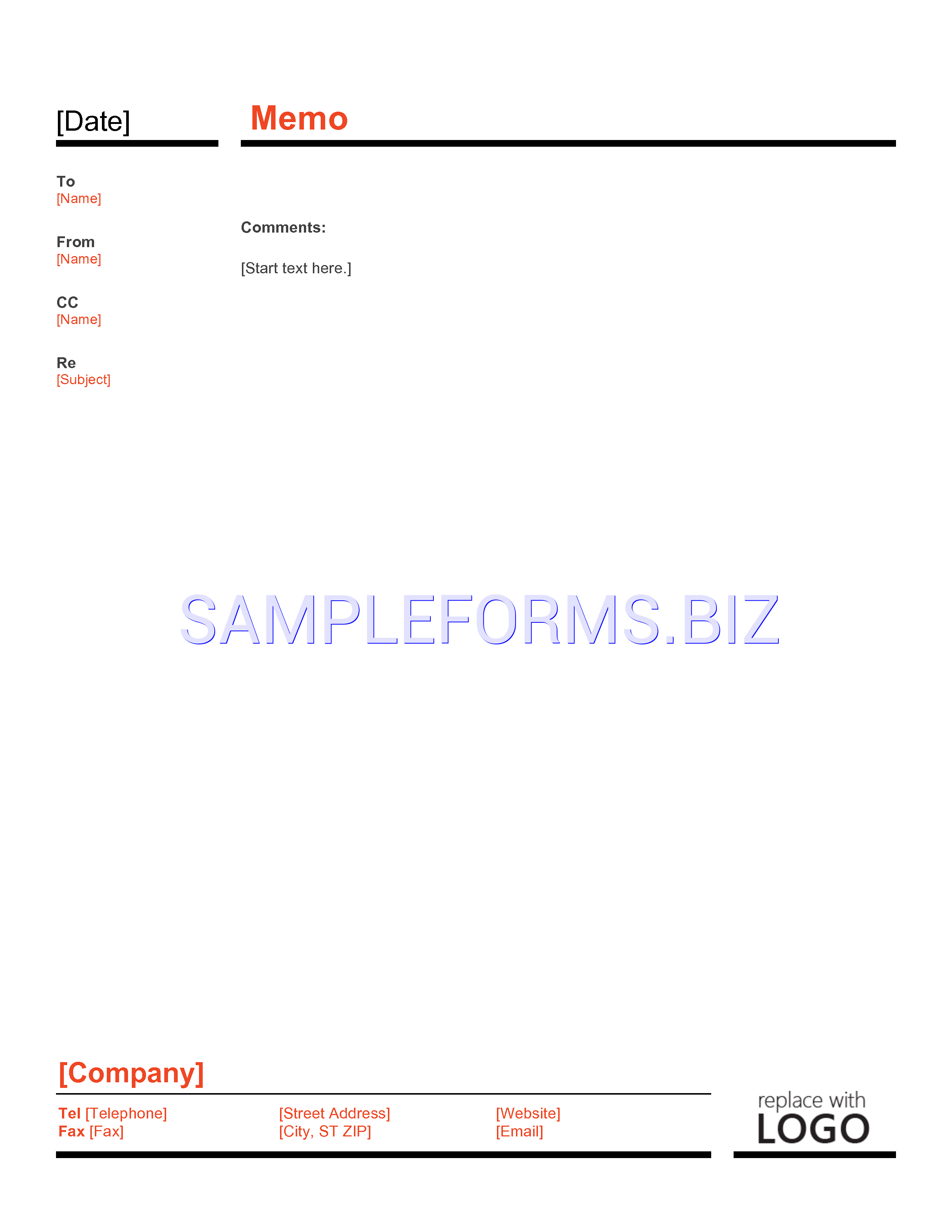 Preview free downloadable Business Memo Template in PDF (page 1)